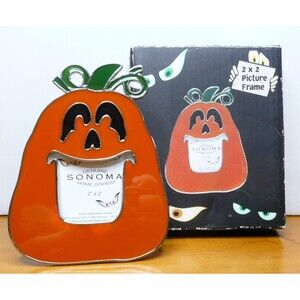 Halloween Pumpkin Picture Frame 2 x 2 Jack-o-Lantern Sonoma Cute Table Top  NIB